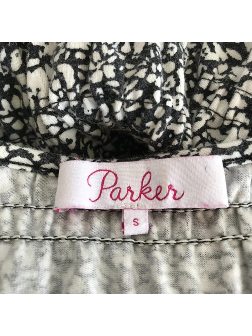 Parker Brooklyn Small Black White Cotton Puff Long Sleeve Smocked Mini Dress - Picture 11 of 12